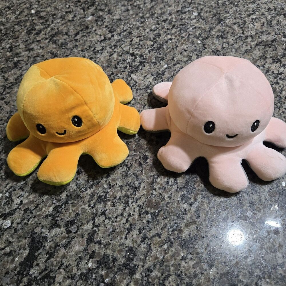 Reversible Octopus Plush Happy Mad Emotions Set Of 2